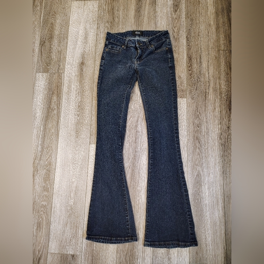 Rise Elegant Dark Blue Flare Jeans